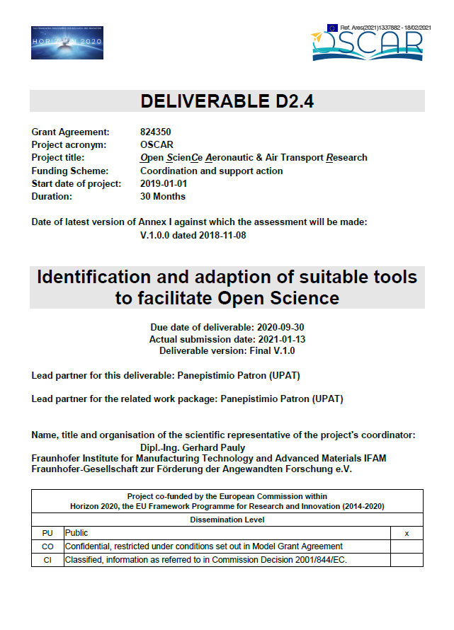 D2.4 - Identification and adaption of suitable tools to facilitate Open Science