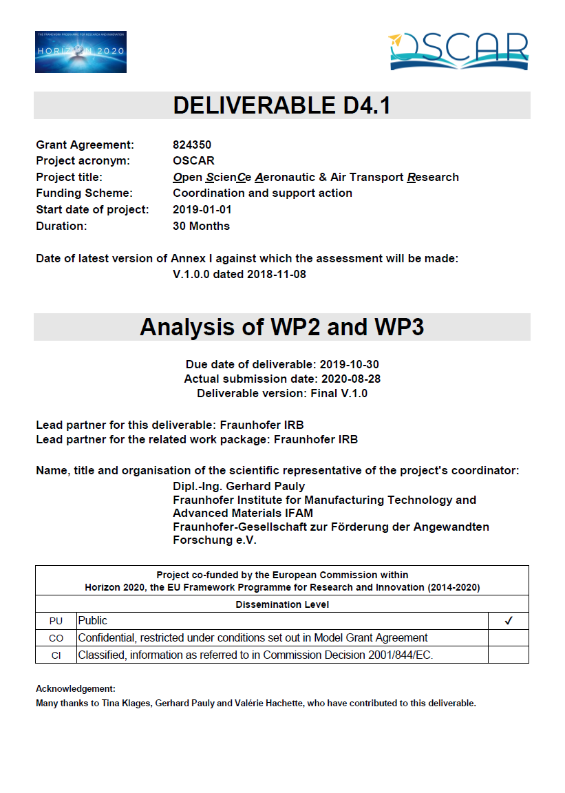 D4.1 Analysis of WP2 + WP3